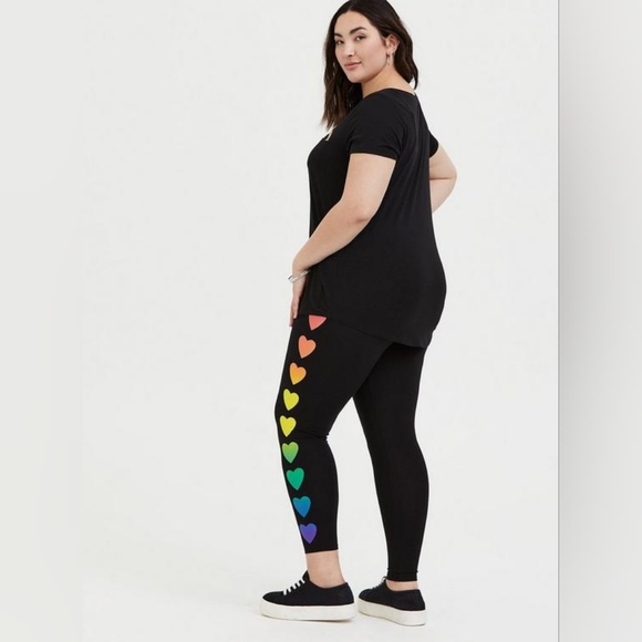 torrid Pants - Always Proud Celebrate Love Premium Legging - Rainbow Hearts Black